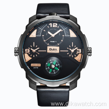 OULM Top Luxury Sport Chronograph Genuine Leather Watches Fashion Men's Watch 55mm Small Dial Light Quartz Wristwatch reloj